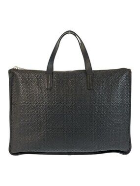 Loewe Repeat Anagram Black Silver Leather Business Briefcase